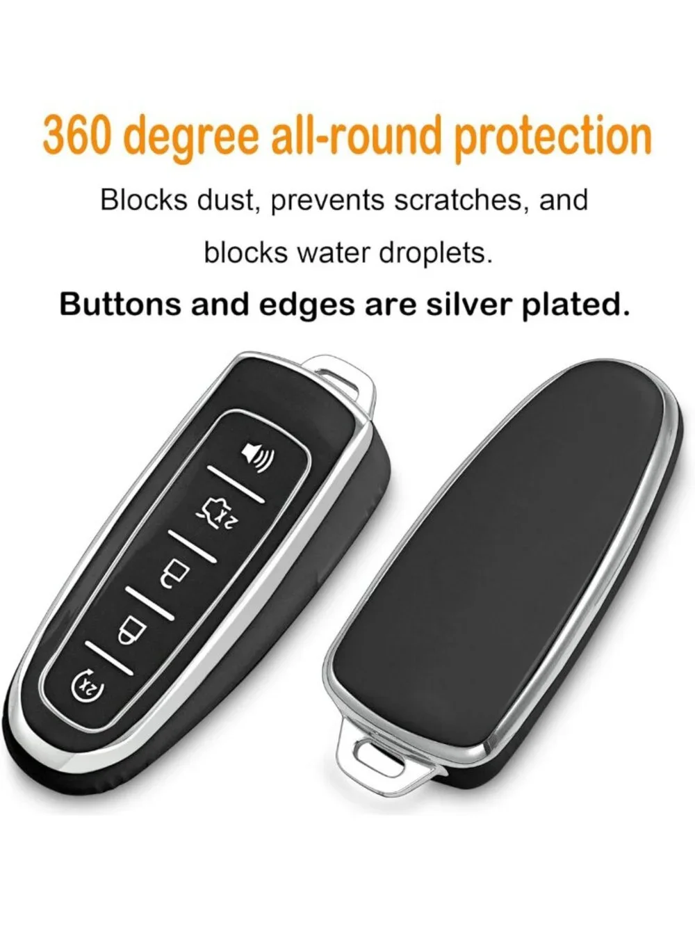 Soft TPU Key Fob Cover with Keychain - 5 Button Protection Case for Ford Models